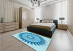 Round Machine Washable Transitional Blue Rug in a Office, wshpat1934lblu