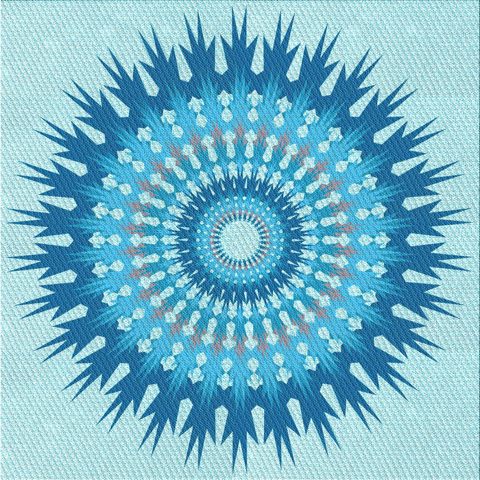 Round Patterned Blue Rug, pat1934lblu