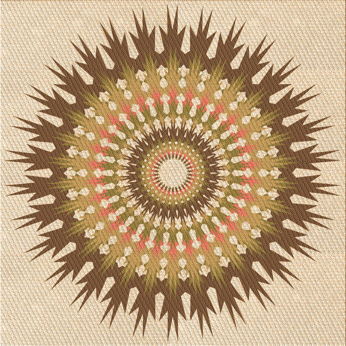 Round Patterned Khaki Gold Rug, pat1934org
