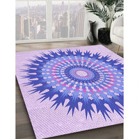 Patterned Pale Lilac Purple Rug, pat1934pur