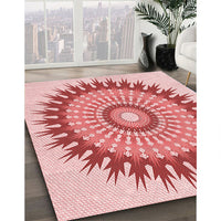 Patterned Deep Rose Pink Rug, pat1934rd