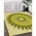 Patterned Dark Yellow Green Rug in Family Room, pat1934yw