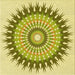 Round Patterned Dark Yellow Green Rug, pat1934yw