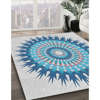 Patterned Steel Blue Novelty Rug, pat1934