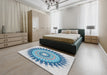 Machine Washable Transitional Steel Blue Rug in a Bedroom, wshpat1934