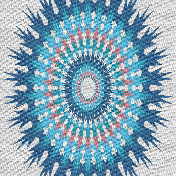 Patterned Steel Blue Novelty Rug, pat1934