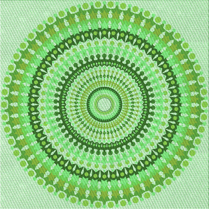 Round Machine Washable Transitional Jade Green Rug, wshpat1935grn