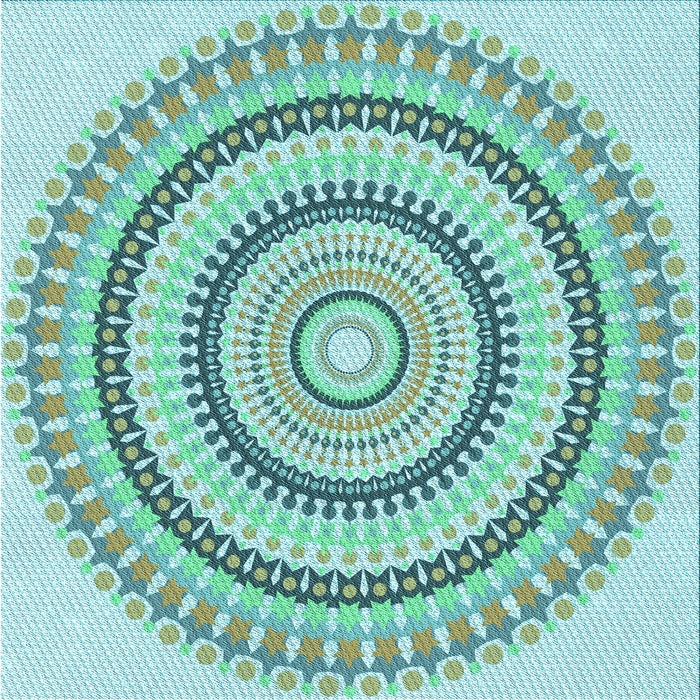 Round Machine Washable Transitional Seafoam Green Rug, wshpat1935lblu