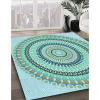Patterned Seafoam Green Rug, pat1935lblu