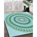 Patterned Seafoam Green Rug in Family Room, pat1935lblu
