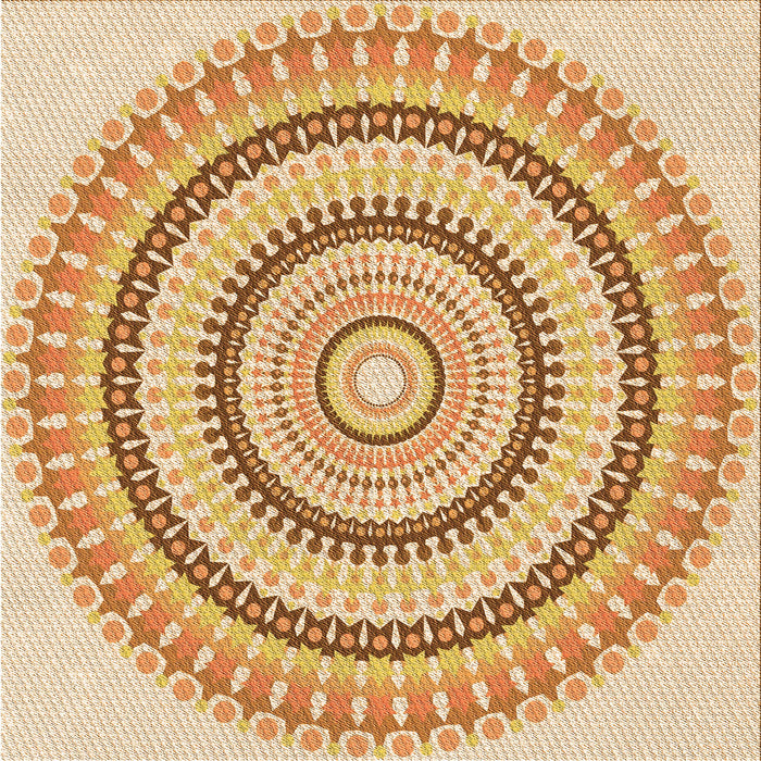 Round Patterned Orange Rug, pat1935org