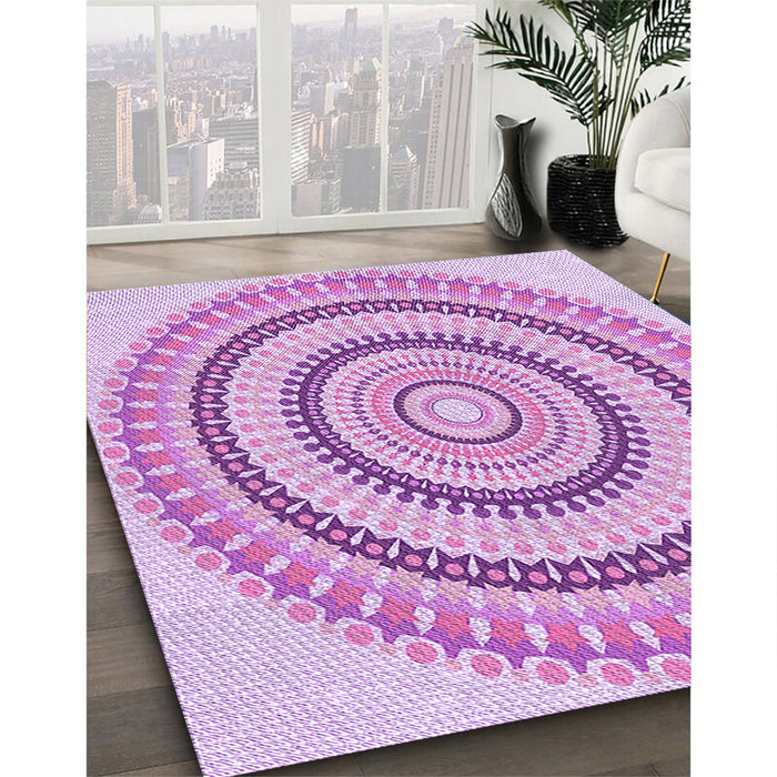 Patterned Blossom Pink Rug in Family Room, pat1935pur