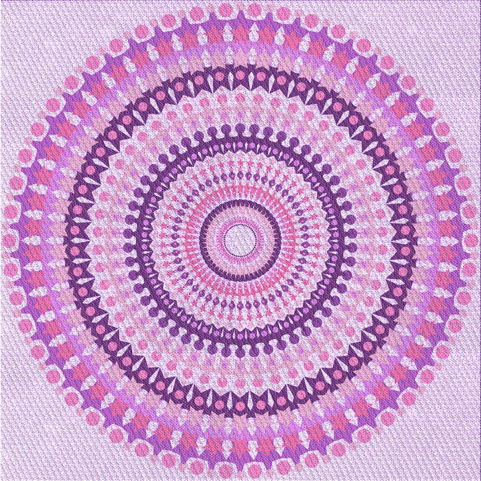 Round Machine Washable Transitional Blossom Pink Rug, wshpat1935pur