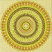 Round Machine Washable Transitional Neon Yellow Rug, wshpat1935yw