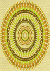 Machine Washable Transitional Neon Yellow Rug, wshpat1935yw