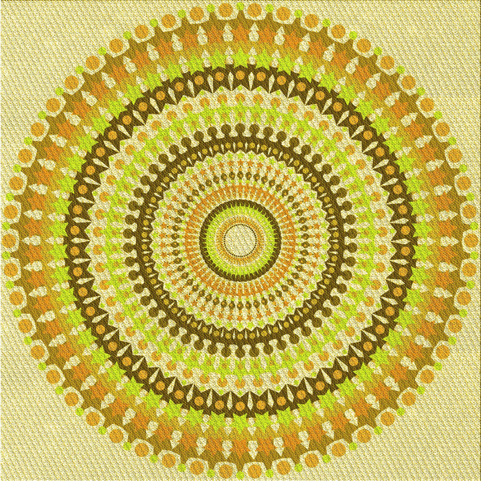 Round Patterned Neon Yellow Rug, pat1935yw