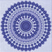 Round Patterned Blue Rug, pat1936blu