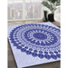 Patterned Blue Rug in Family Room, pat1936blu