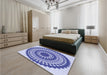 Patterned Blue Rug in a Bedroom, pat1936blu