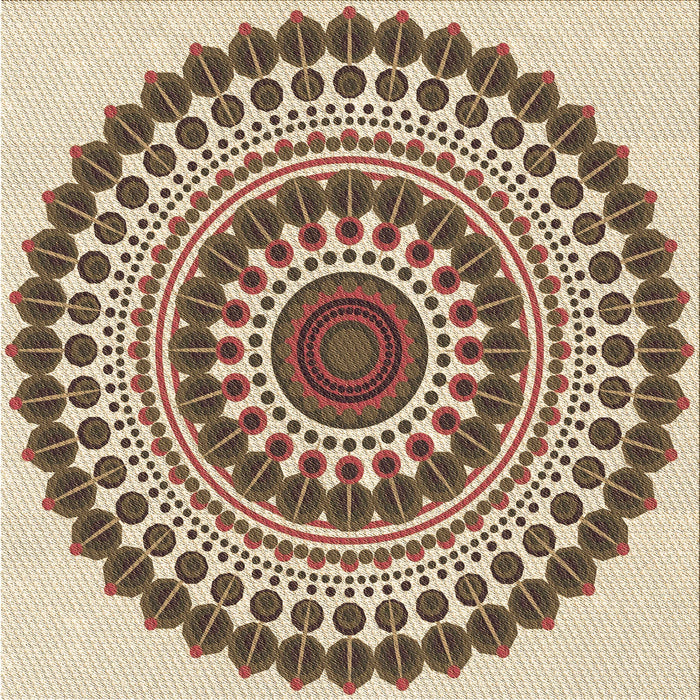 Round Machine Washable Transitional Khaki Gold Rug, wshpat1936brn