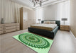 Round Machine Washable Transitional Light Green Rug in a Office, wshpat1936grn