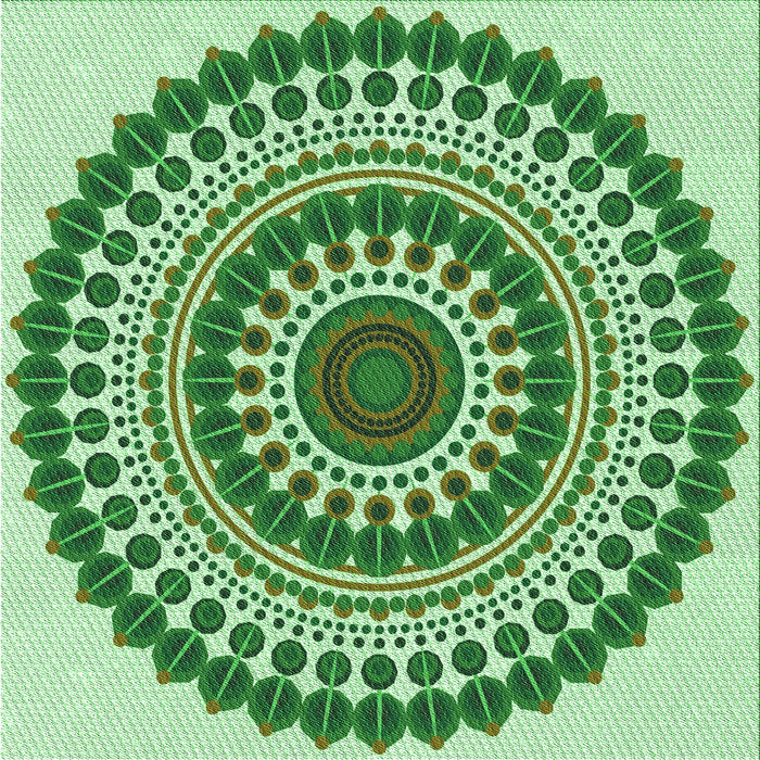 Round Machine Washable Transitional Light Green Rug, wshpat1936grn