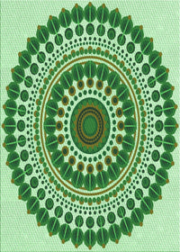 Machine Washable Transitional Light Green Rug, wshpat1936grn