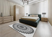 Patterned Carbon Gray Rug in a Bedroom, pat1936gry