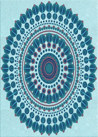 Machine Washable Transitional Blue Rug, wshpat1936lblu