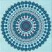 Round Machine Washable Transitional Blue Rug, wshpat1936lblu