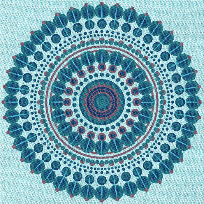 Round Patterned Blue Rug, pat1936lblu