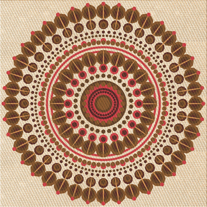 Round Patterned Mahogany Brown Rug, pat1936org