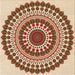 Round Patterned Mahogany Brown Rug, pat1936org