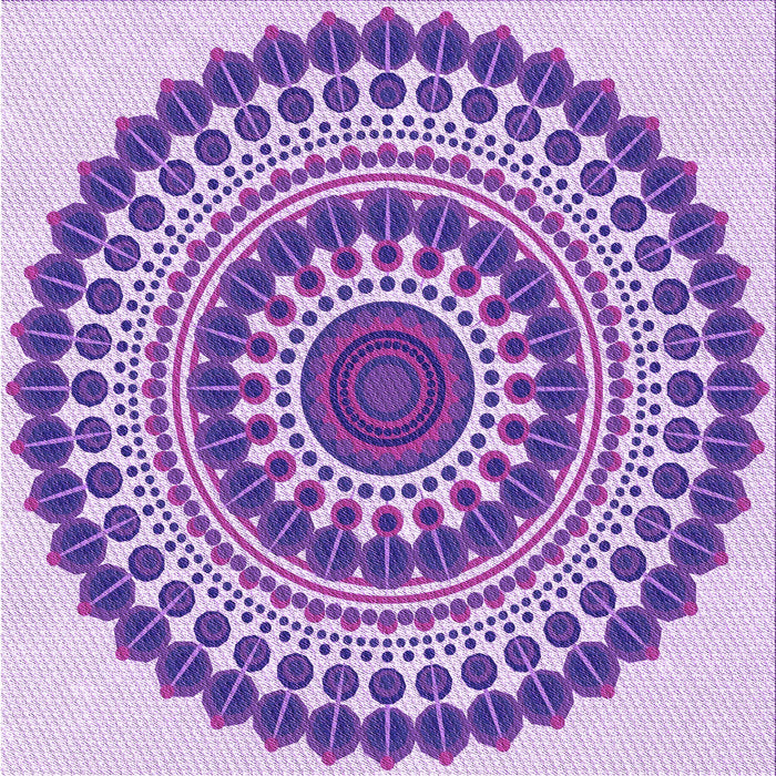 Round Patterned Blossom Pink Rug, pat1936pur