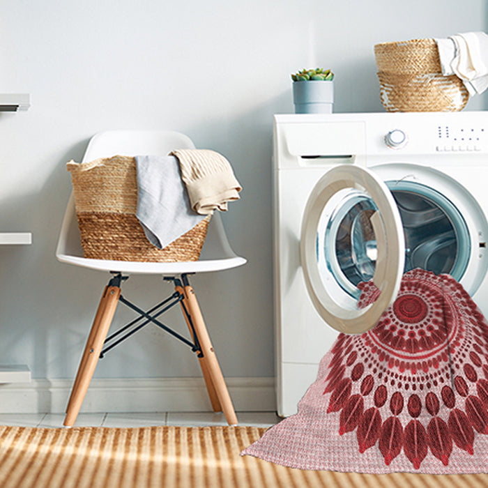 Machine Washable Transitional Red Rug in a Washing Machine, wshpat1936rd