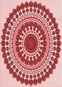 Machine Washable Transitional Red Rug, wshpat1936rd
