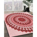 Patterned Red Rug in Family Room, pat1936rd