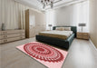 Round Machine Washable Transitional Red Rug in a Office, wshpat1936rd