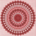 Round Machine Washable Transitional Red Rug, wshpat1936rd