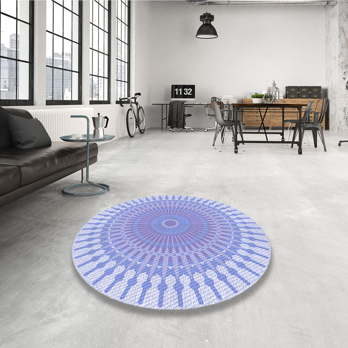 Round Patterned Sky Blue Rug in a Office, pat1937blu