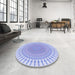 Round Patterned Sky Blue Rug in a Office, pat1937blu