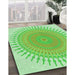 Machine Washable Transitional Green Rug in a Family Room, wshpat1937grn