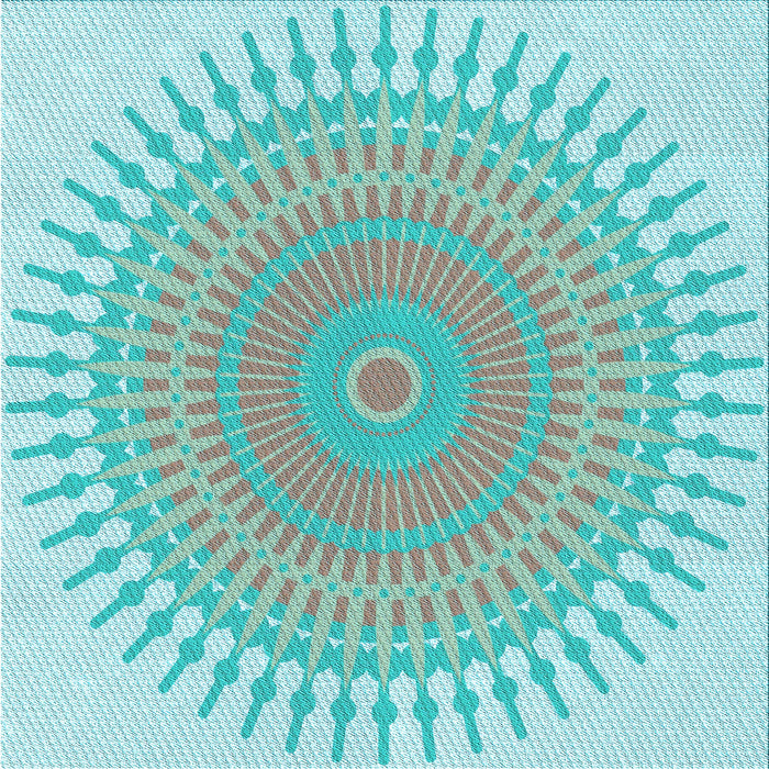 Round Machine Washable Transitional Medium Aqua Marine Green Rug, wshpat1937lblu