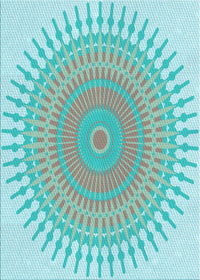 Machine Washable Transitional Medium Aqua Marine Green Rug, wshpat1937lblu