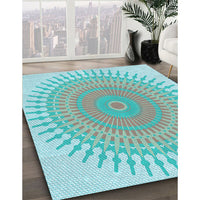 Patterned Medium Aqua Marine Green Rug, pat1937lblu