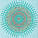 Round Patterned Medium Aqua Marine Green Rug, pat1937lblu