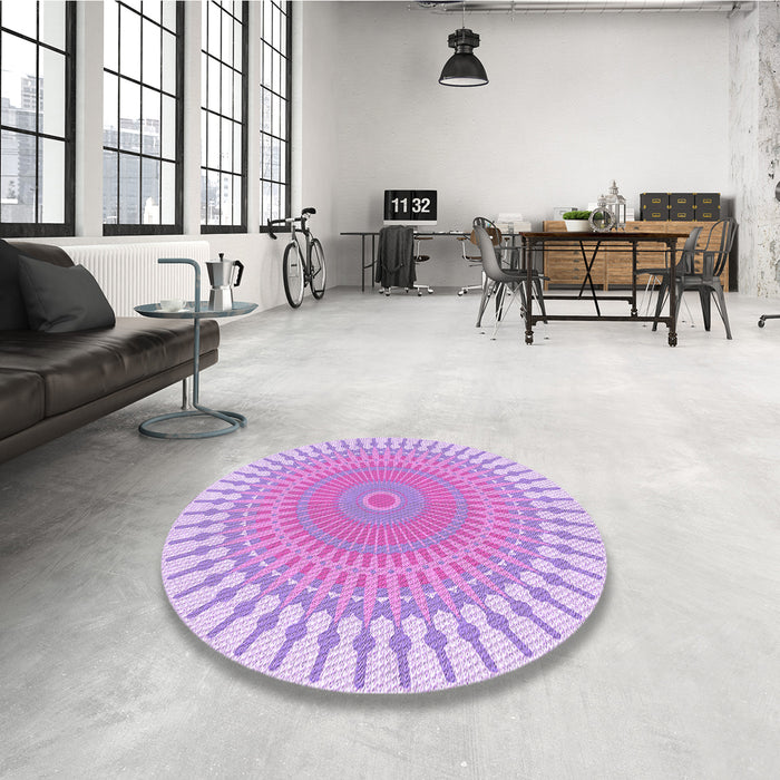 Round Patterned Blossom Pink Rug in a Office, pat1937pur