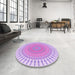 Round Patterned Blossom Pink Rug in a Office, pat1937pur