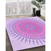 Patterned Blossom Pink Rug in Family Room, pat1937pur