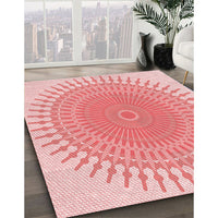 Patterned Deep Rose Pink Rug, pat1937rd